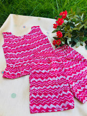 Pink Waves - Frill top & Shorts Set 1 - 2yrs